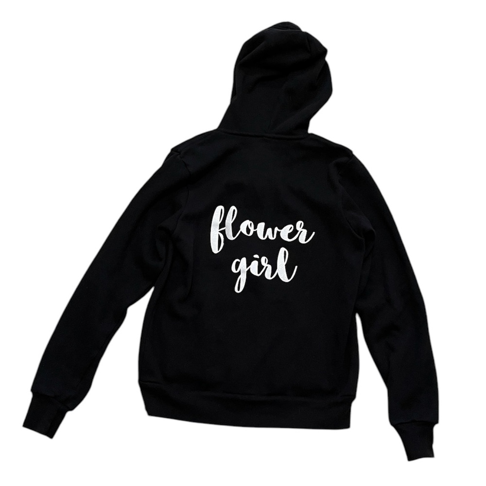 Bella + CanvasKids M Flower Girl Black zip up Hoodie
